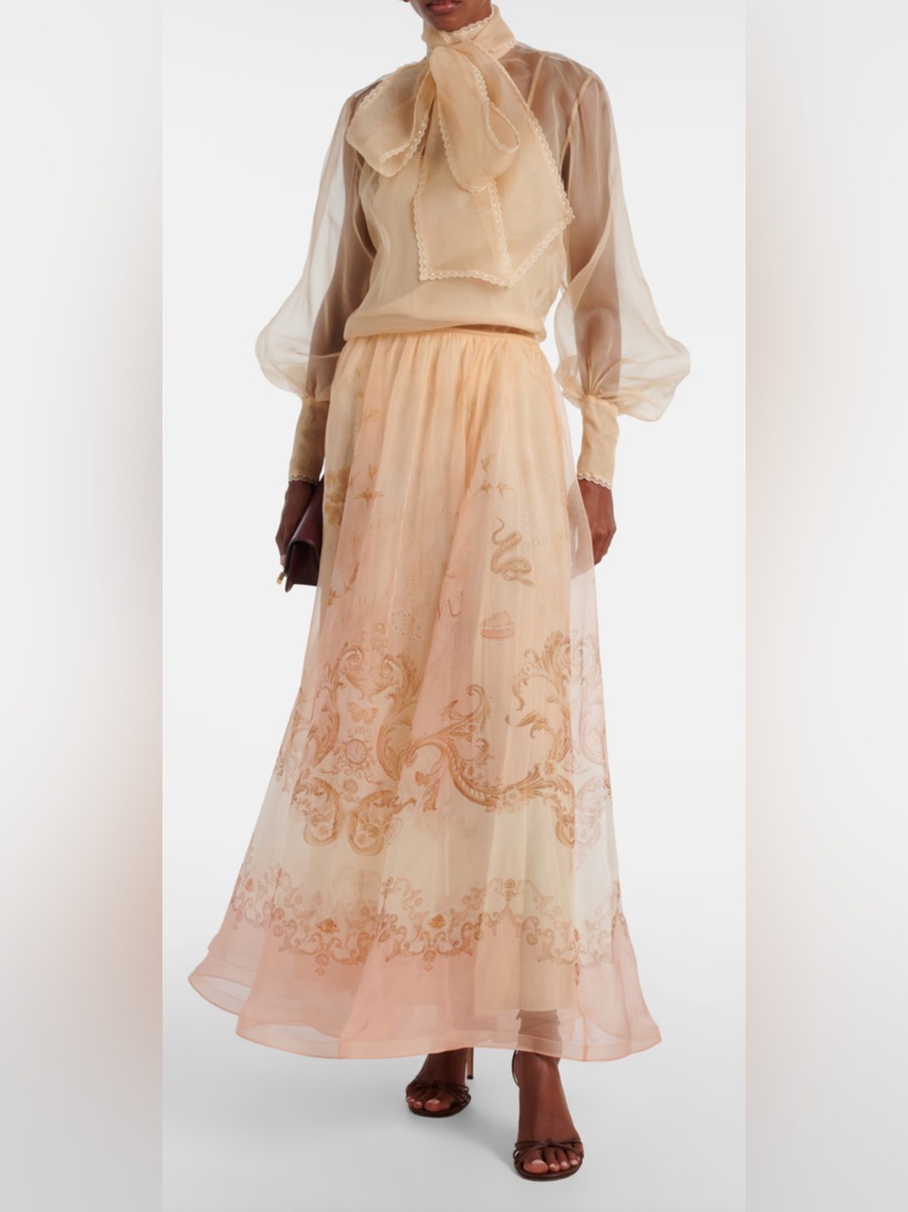 NWT $1850 Zimmermann Hypnotic silk organza maxi skirt Size AU 1 US 6-8 100% Silk